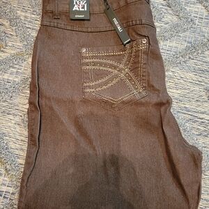 Roz & Ali Chocolate Brown Straight Leg Pants